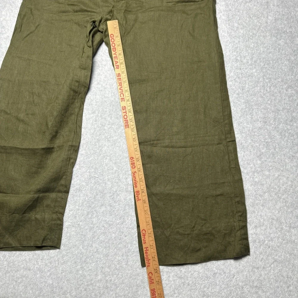 Quince Women 100% European Linen Square Neck Jumpsuit Martini Olive Size S